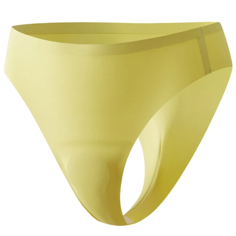

Extended and Widened Inner Lining Ice Silk Panties Thin Low Waist Seamless Briefs Solid Color Breathable Yoga Triangle Underwear