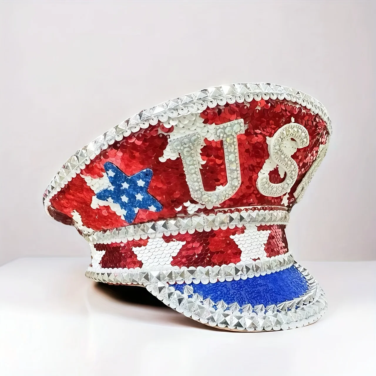 홍루안 옐로우 레이저 가죽 루프 캡틴 모자, 여성용 라인스톤 & 밀리터리 캡, 레이브 페스티벌 액세서리 & 파티 캡 남성용