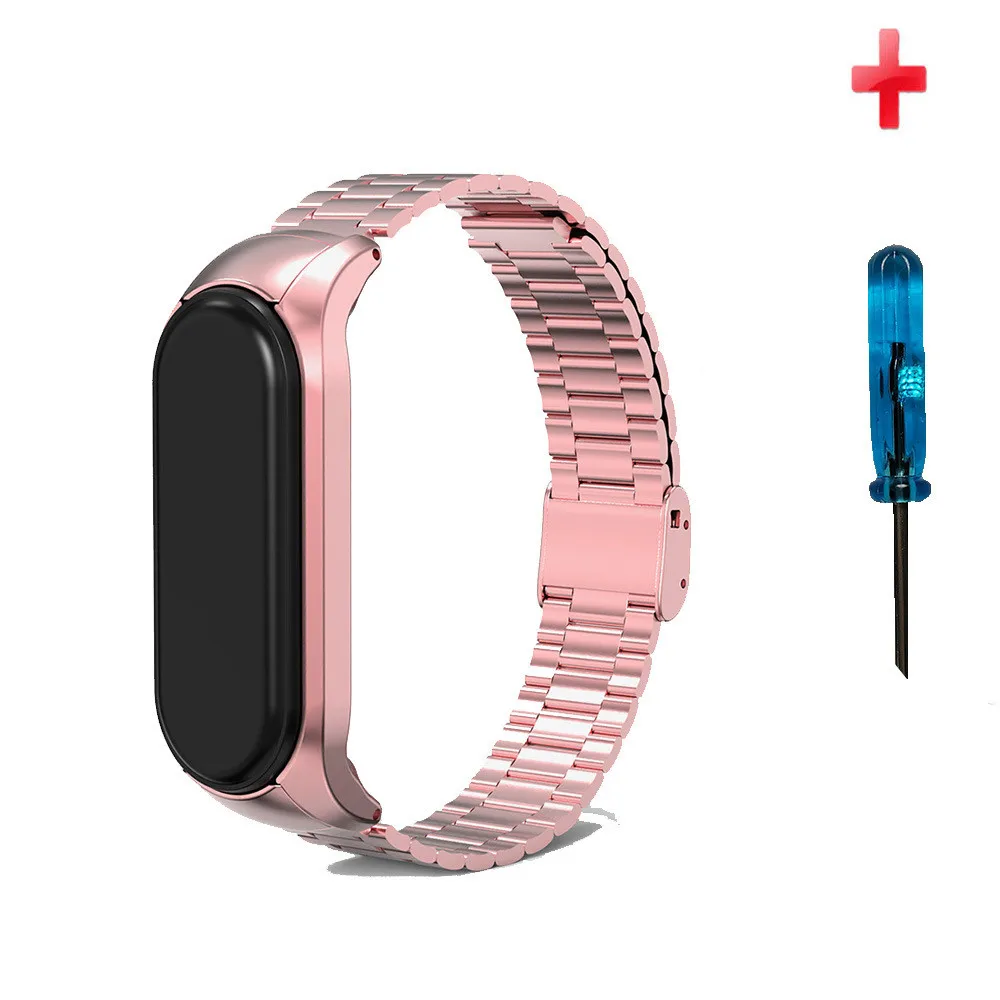 Gold Sliver Straps  For Xiaomi Mi Band 6 5 4 3 Pulseira Smartwatch Watchbands For Miband 6 5 Mi Band6 Band5 Stainless Steel Belt