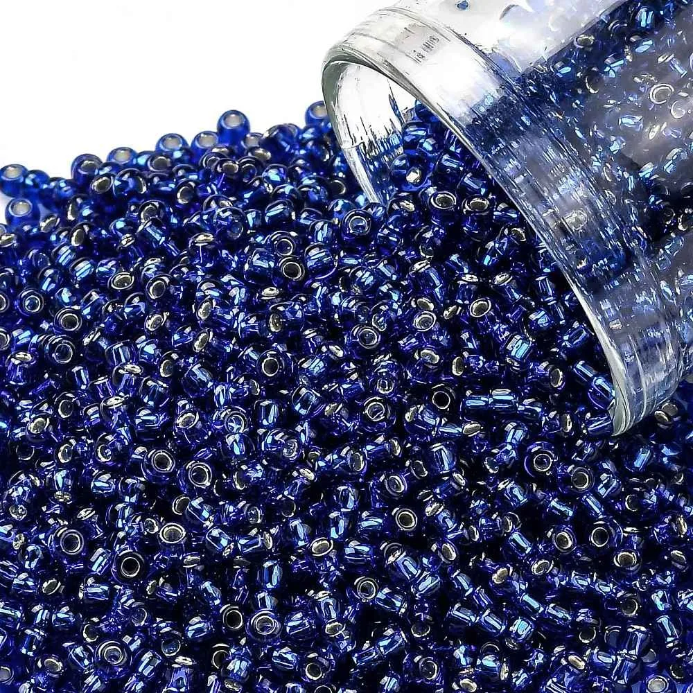 10gs TOHO Round Seed Beads Japanese Seed Beads (2206C) Silver Lined Starry Night Blue 11/0 2.2mm Hole: 0.8mm 1103pcs/10g
