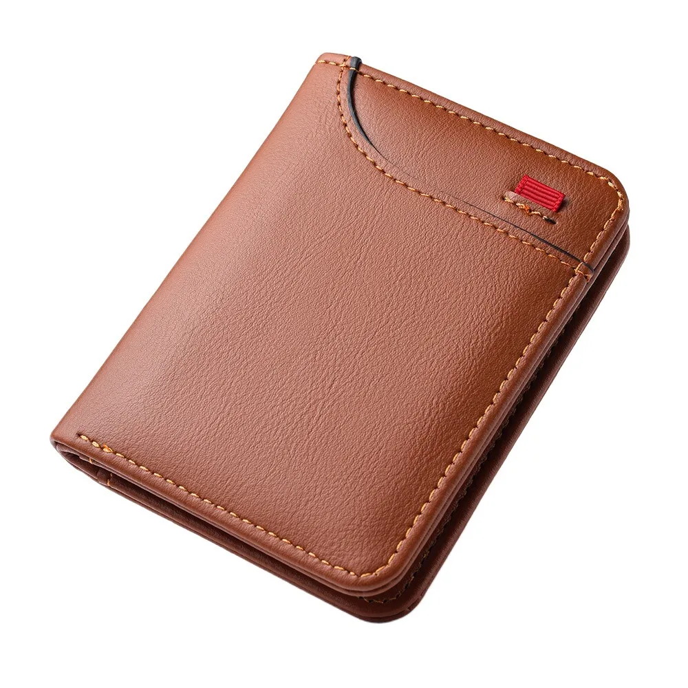 

Fashion Solid Color Short Men Wallet Multiple Card Slots Two-Fold Men Card Holder Mini Ultra Thin PU Leather Coin Purse Gifts