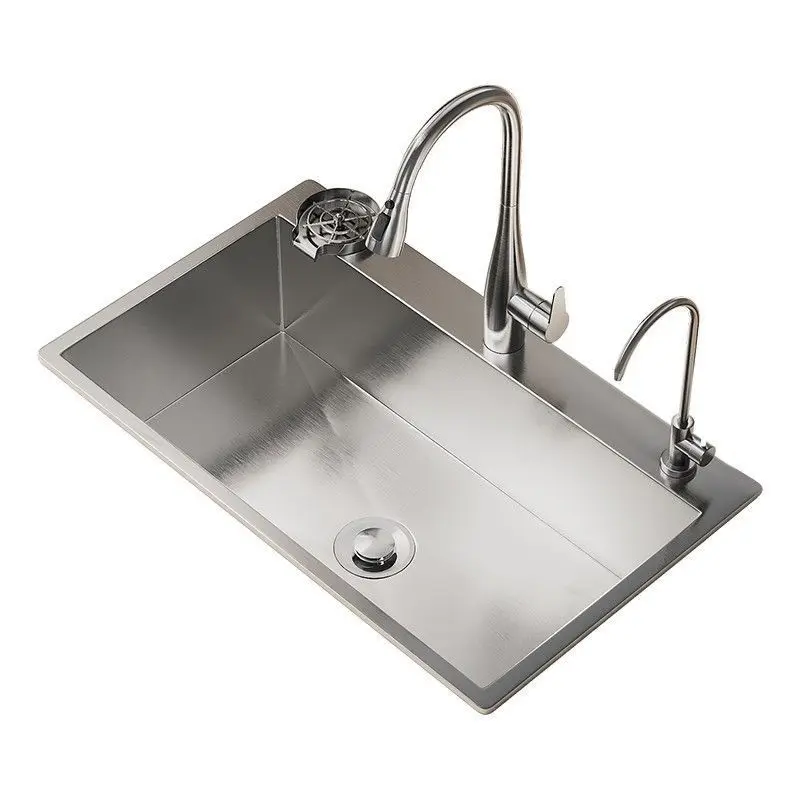 CX stainless steel sink on the counter basin kitchen household large single sink under the counter sink vegetable basin