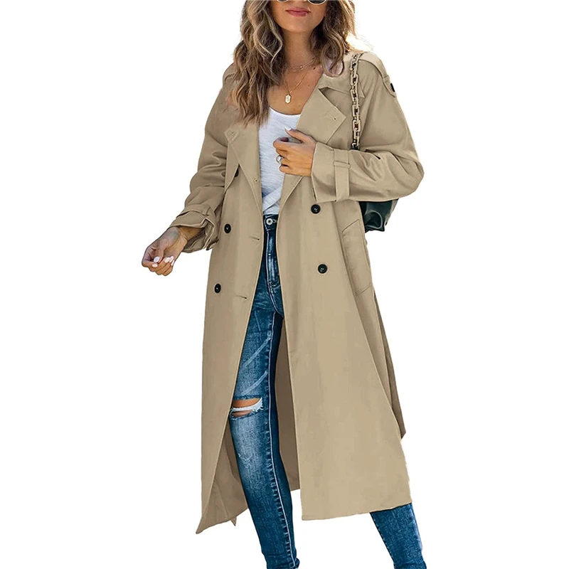 

2024 Spring And Autumn Youthful Woman Clothes Women's Trench Coat New In Outerwears Double Breasted Pockets Overcoat Female