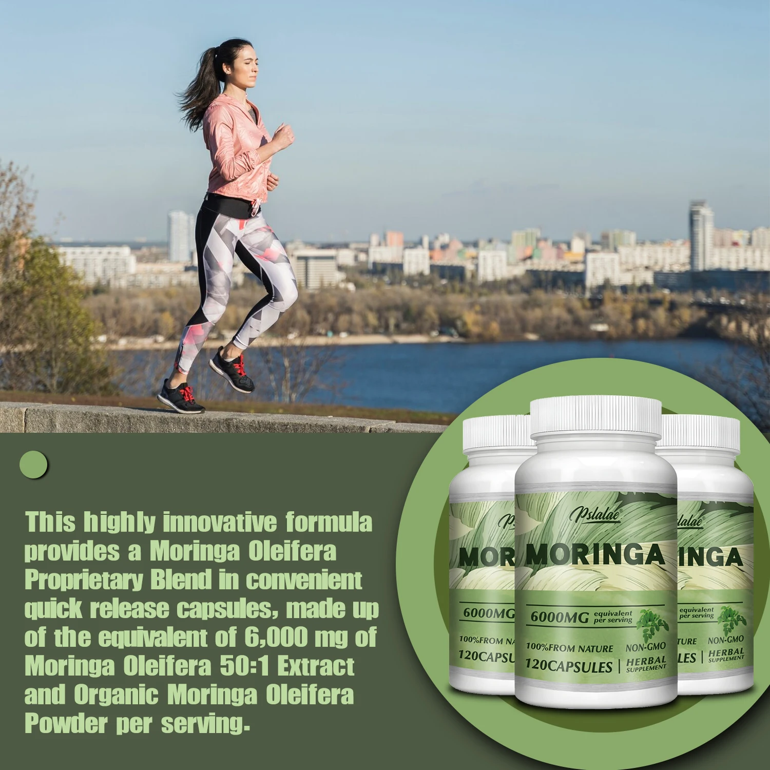 Moringa Capsules - Extra Potency 50:1 Extract Energizing Antioxidant, Cardiac Care, Cell Repair