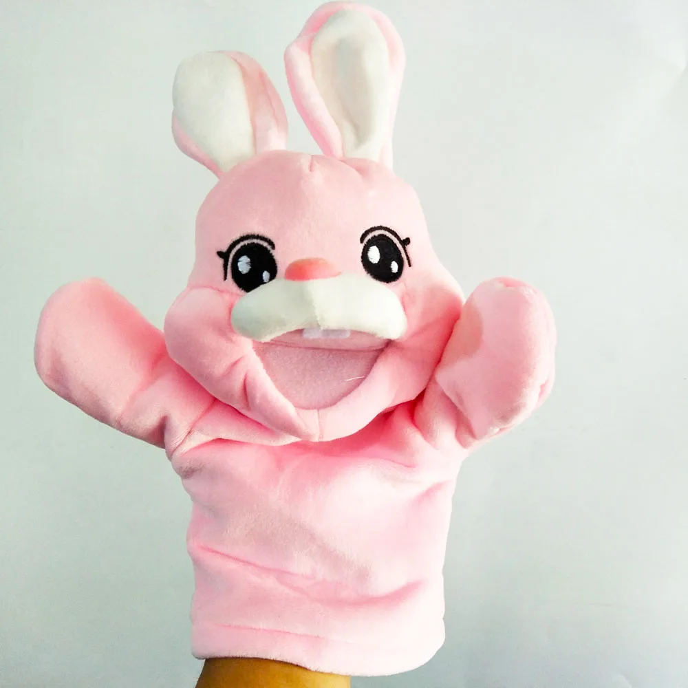 Offener Mund Kaninchen Plüsch Handpuppenspielzeug für Kindergeburtstagsgeschenk