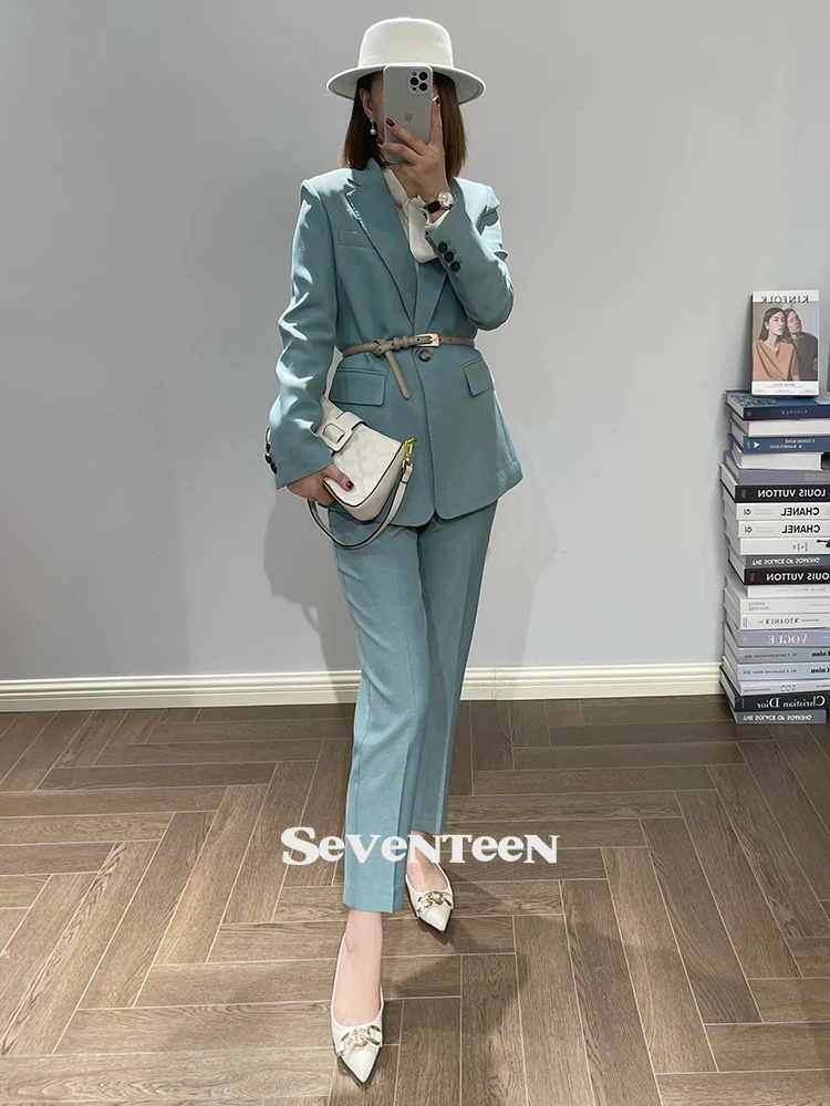 

Элегантный женский костюм Ele Slimming: высококачественный комплект с утягивающим эффектом на талии, удобный для повседневной носки, с длинными рукавами, на пуговицах, весенняя верхняя одежда