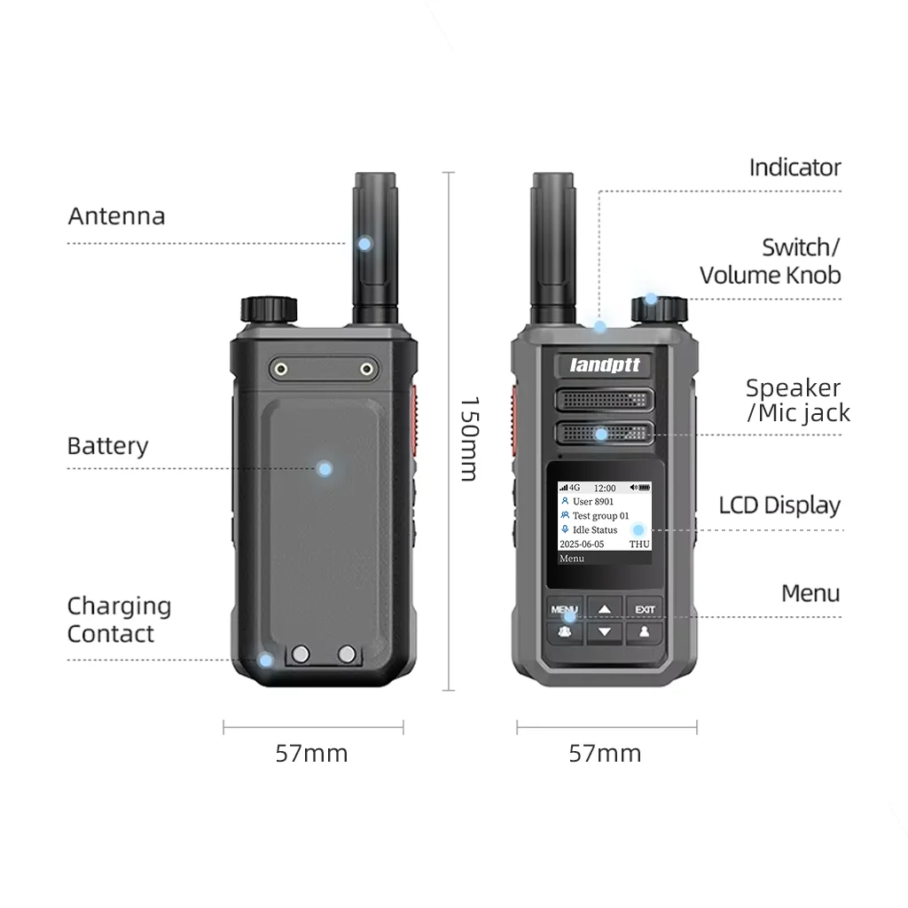 Landptt 4G POC無線PTTトランシーバー、SIMカード対応、世界範囲、広帯域、無料プラットフォーム、長距離無線コミュニケーター