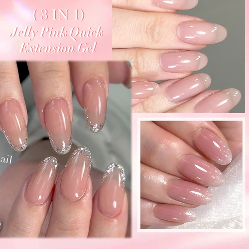 Imagen 2 del producto LILYCUTE 7ML extensión rápida Gel de uñas gelatina rosa para manicura construcción autonivelante Gel UV arte de uñas Base de goma barniz de Gel