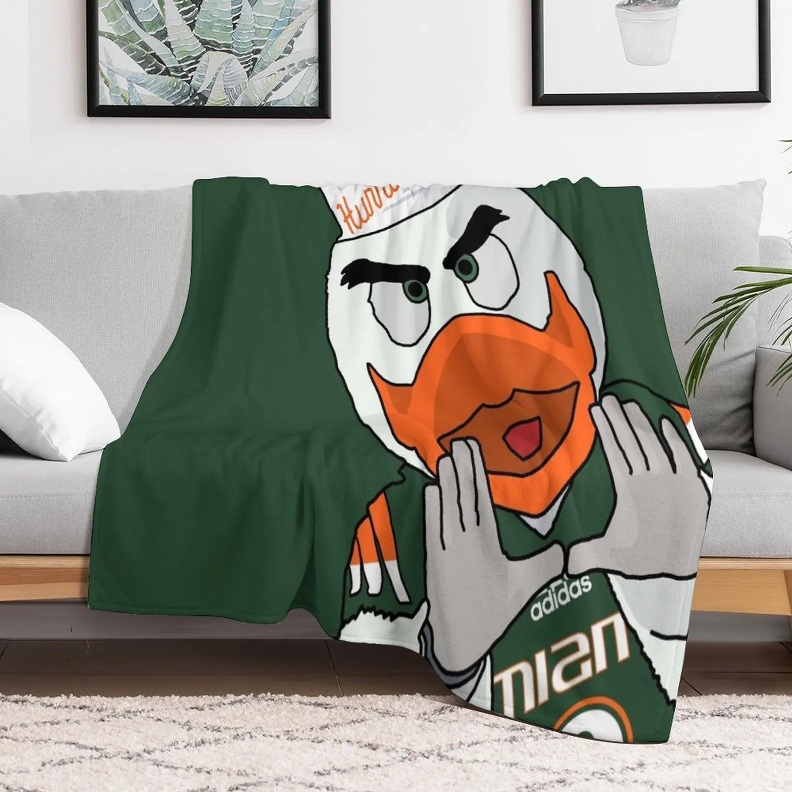 University of Miami - Sebastian the Ibis Throw Blanket Summer for sofa Sofa Blankets