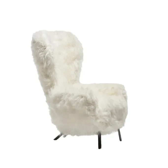 

Cloakroom Plush Casual White Italian Light Luxury Creative Single Sofa Balcony