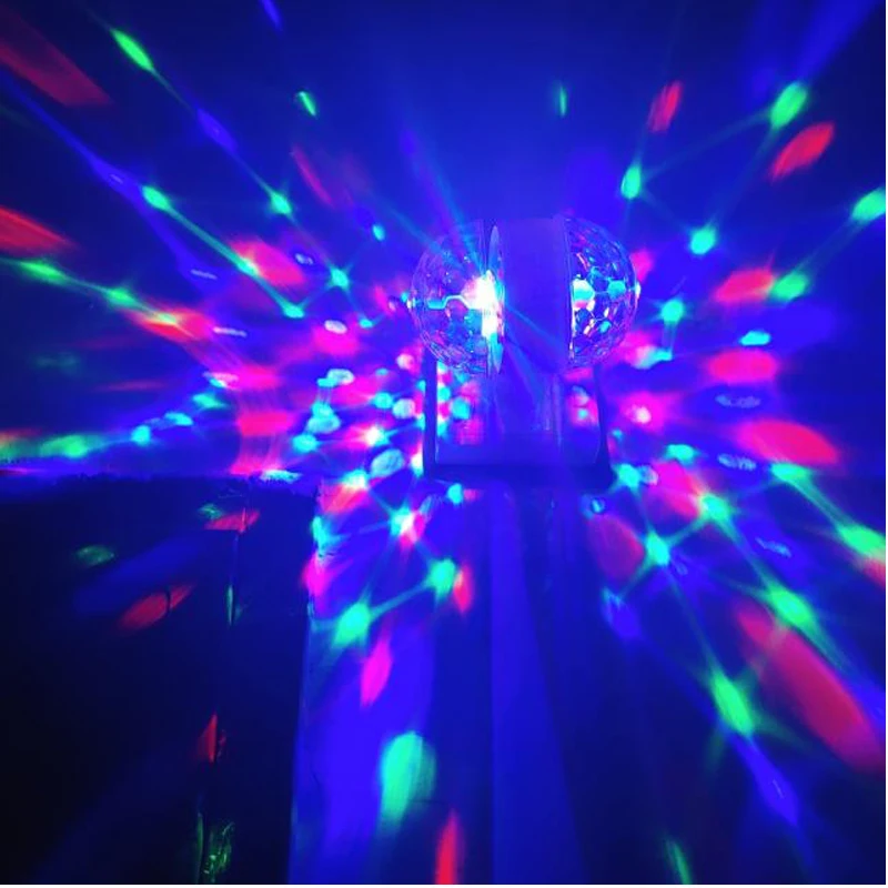 Lámpara LED RGB de escenario para fiesta, de 6W luces coloridas, lámpara giratoria automática para DJ, espectáculos románticos, 2 piezas, E27, CA