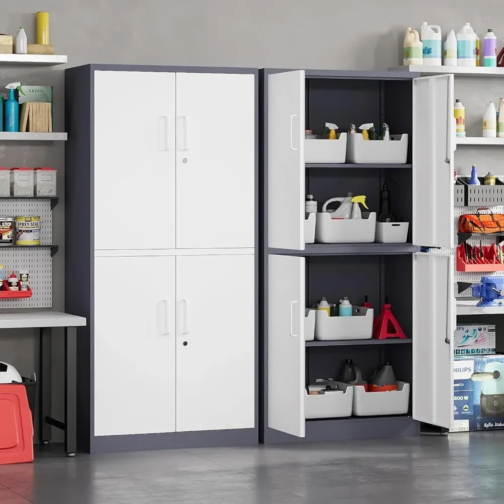 

Metal Storage Locking Cabinet with 4 Doors and 2 Adjustable Shelves,71" Lockable Garage Tall Steel Cabinet,for Home Office