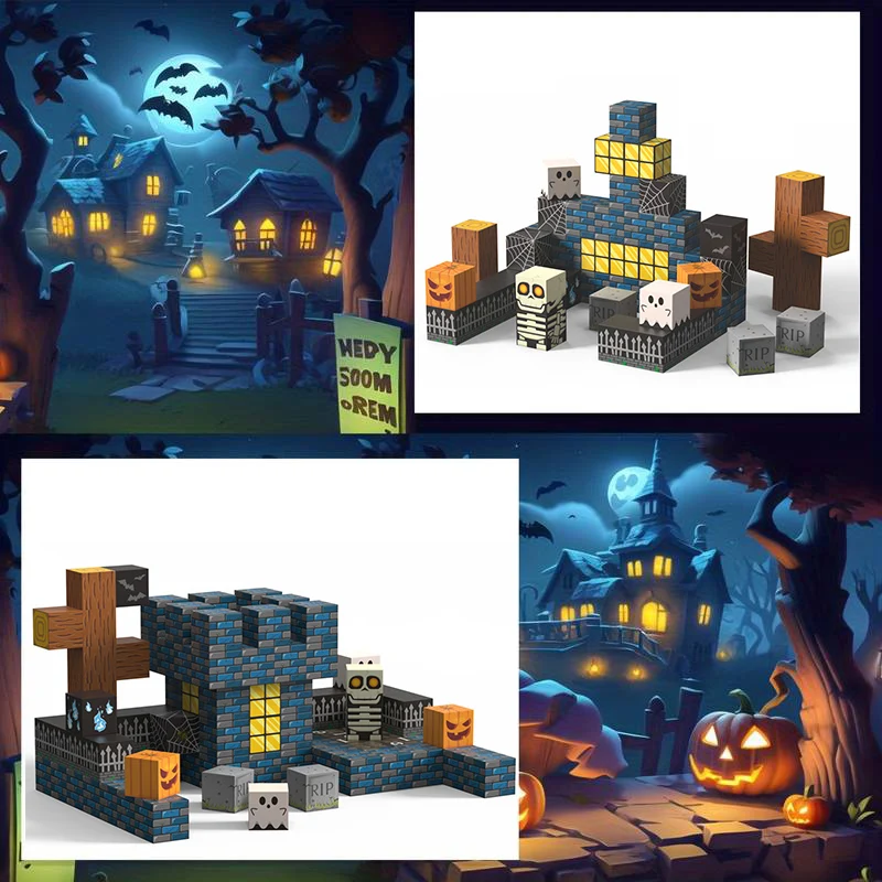 磁気ビルディングブロックおもちゃマグネットキューブ世界セット子供のための年齢 3 + DIY モデル子供幹モンテッソーリ感覚おもちゃハロウィンギフト