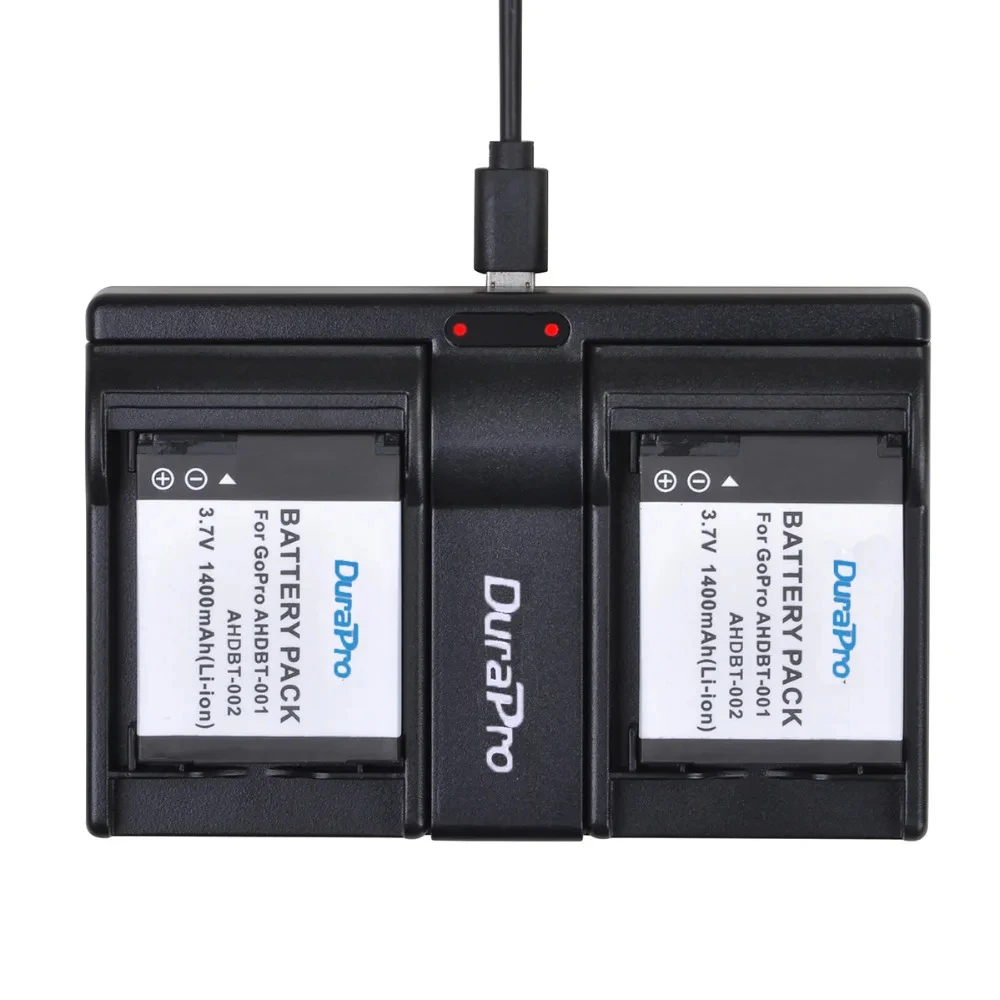 1400mAh AHDBT-001 AHDBT-002 Battery+USB Dual Charger for GoPro HD Hero1 Hero2 Motorsports Surf Outdoor 960 1080P Edition