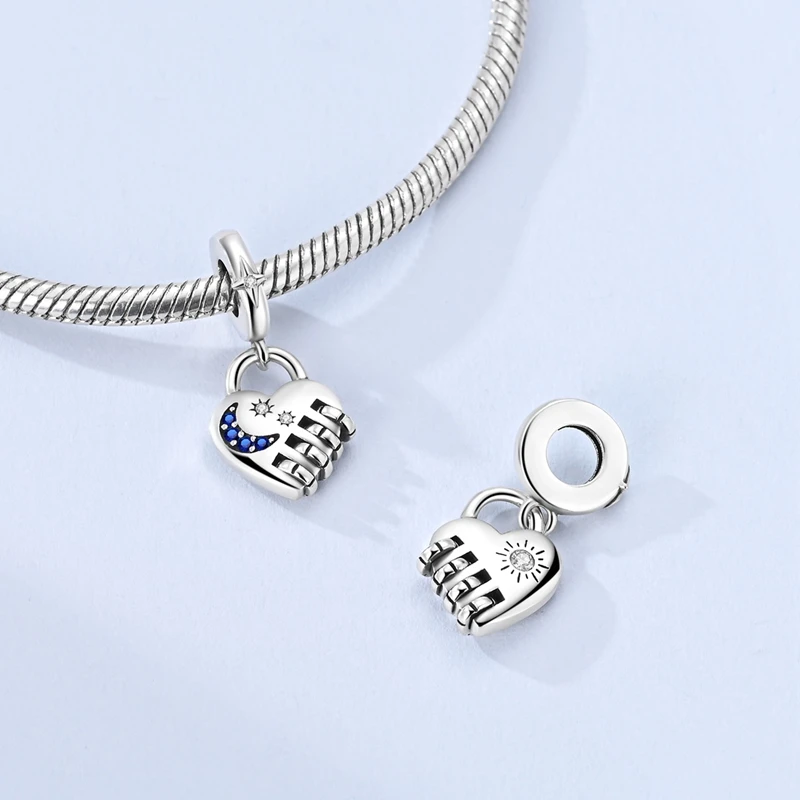 925 Sterling Silver Charms Bead Rotating Heart Lock Dangle Fit Original Bracelet DIY Women Jewelry