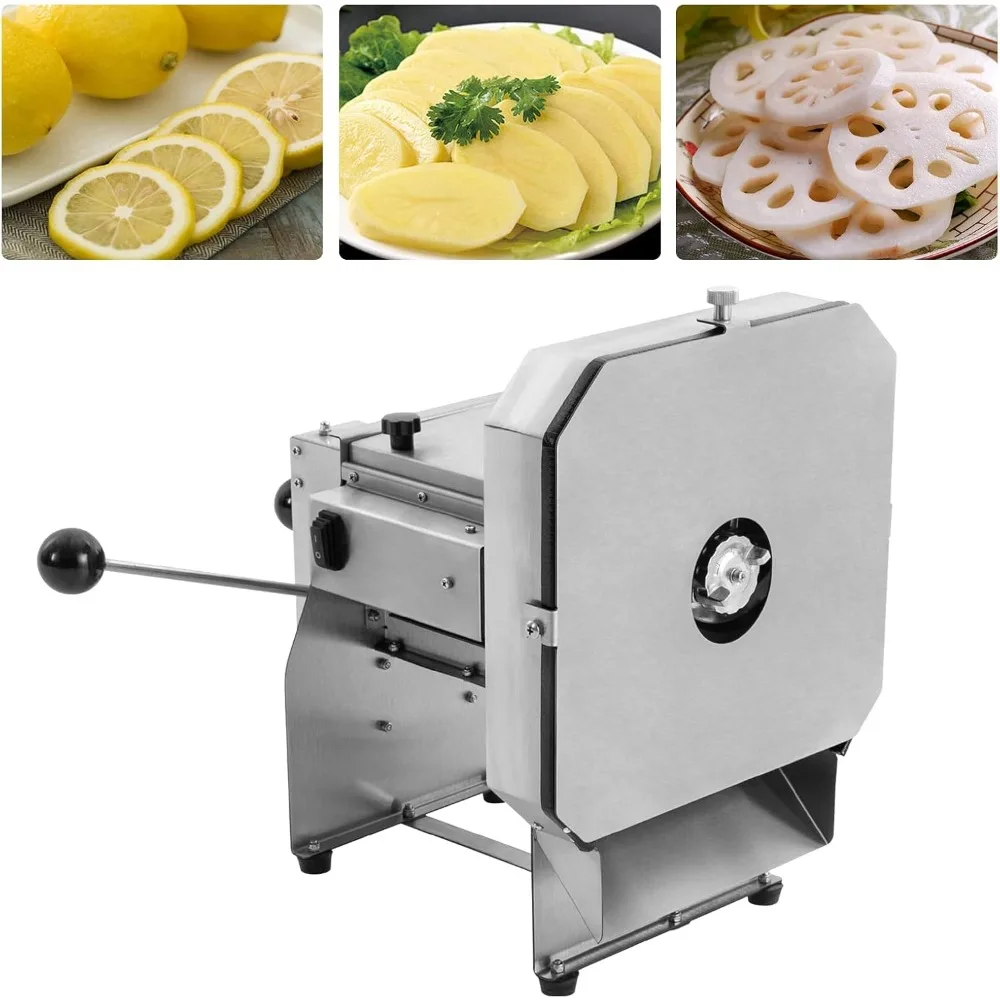 

Electric Potato Slicer, Commercial Stainless Steel Electric and Manual Vegtable and Fruit Slicer, Adjustable Slicing Thickness
