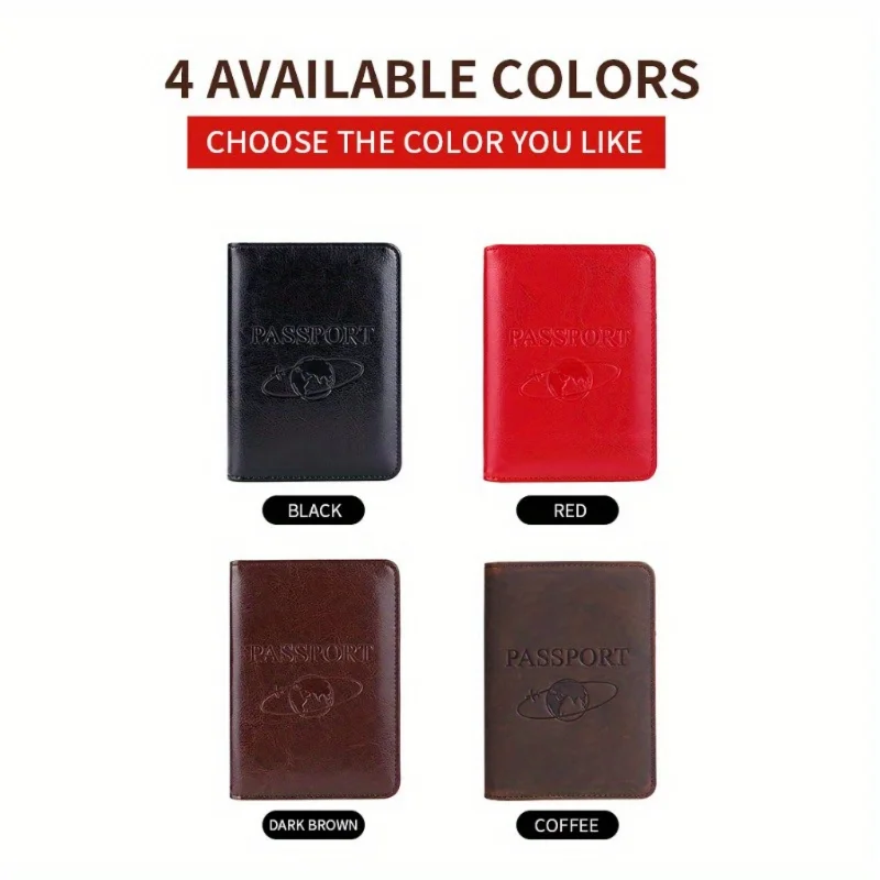 1pc Men's RFID Passport Card Holder, Multi-functional Cowhide Travel Wallet - Securely protect your passport and cards on the go