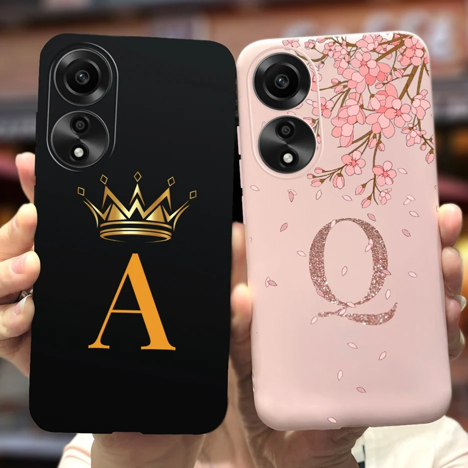 For Oppo A78 4G Case CPH2565 Cute Crown Letters Back Cover 6.43'' Shockproof Phone Case For Oppo A78 A 78 OppoA78 4G Soft Fundas