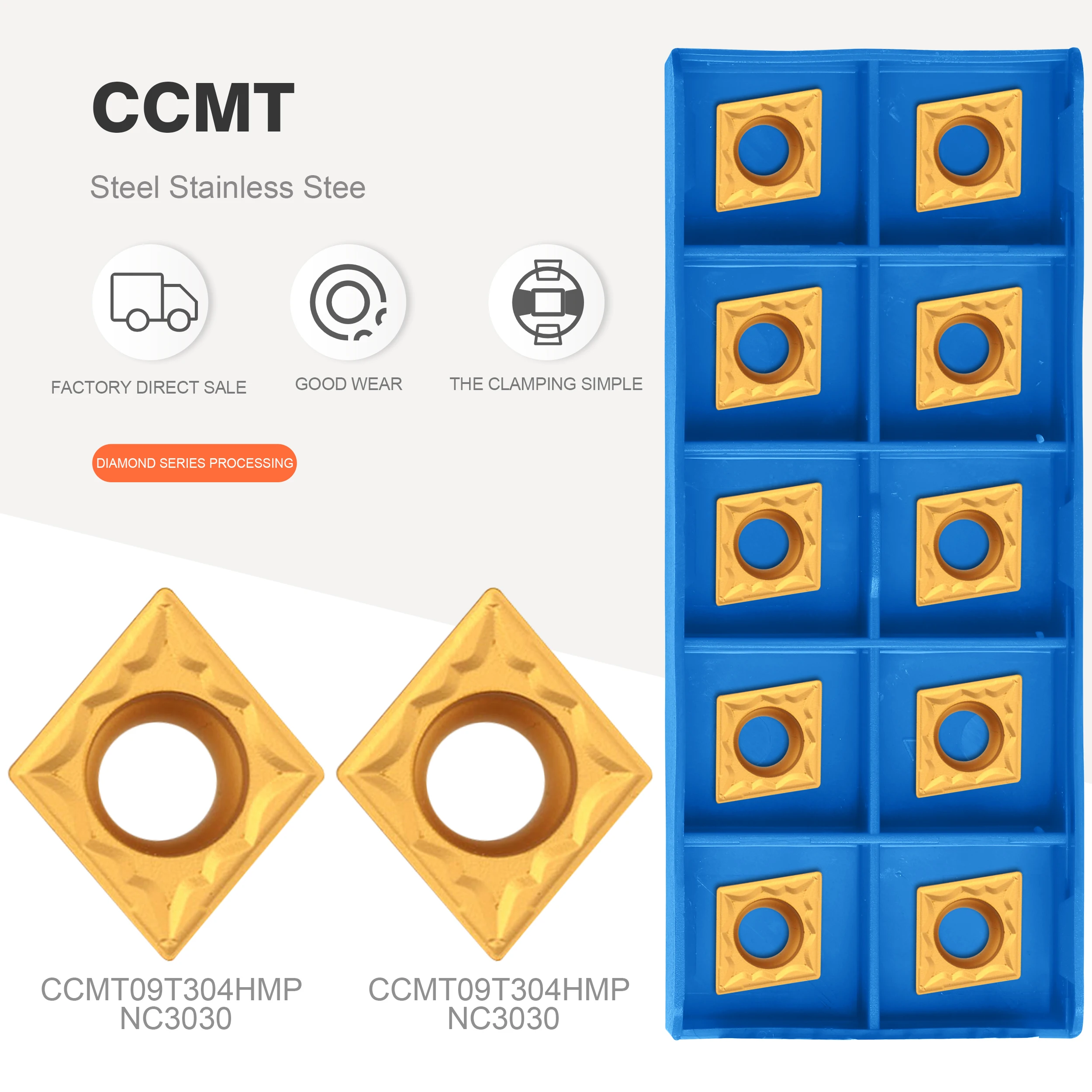 

10pcs CCMT09T304 HMP NC3020 PC9030 NC3030 NC3120 original Tungsten Carbide inserts of machining lathe turning tool