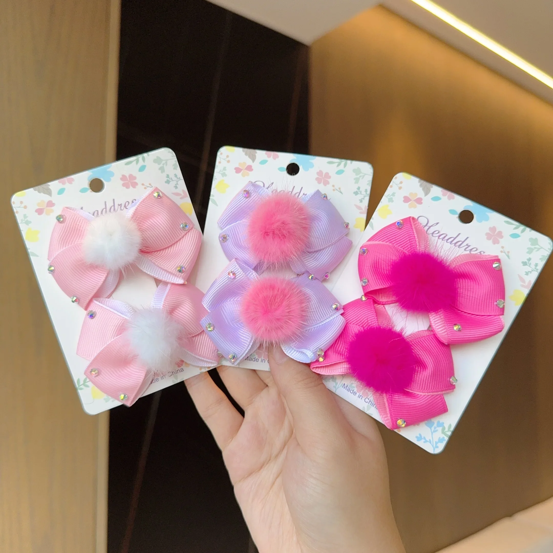 2Pcs/lot Baby Solid Hair Bows Hair Clips Ribbon bow Hairpin for Girl Cheer Bowknot Barrettes Children Headwear Hair Accessories