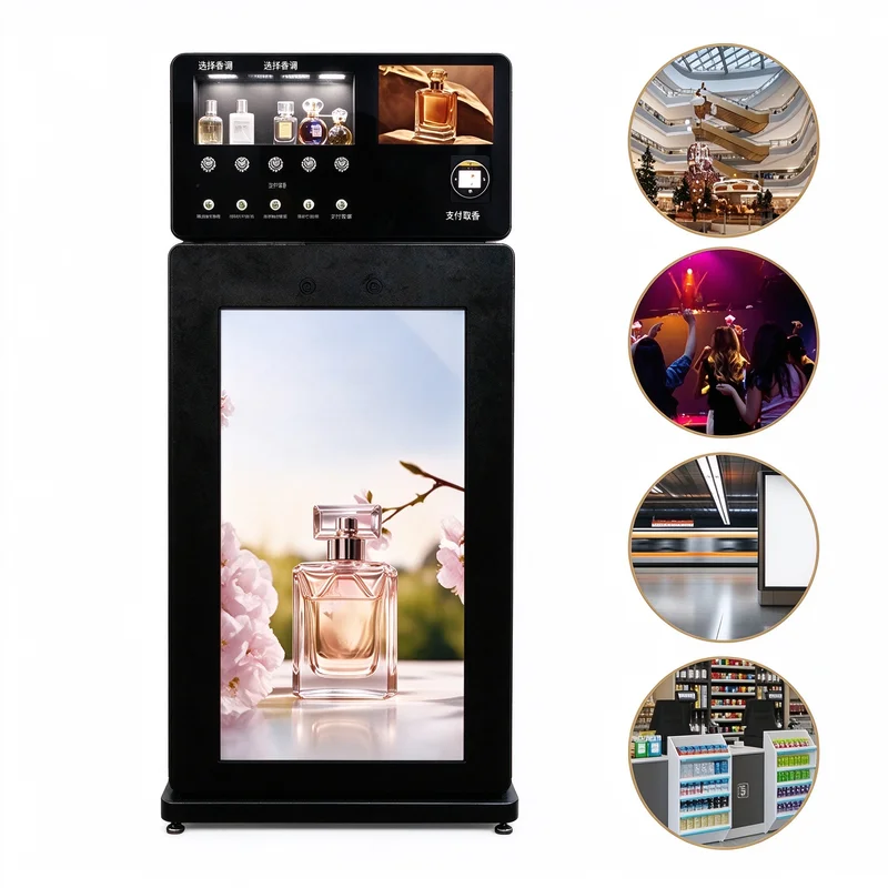 Unmanned Perfume Dispensing Kiosk Freestanding Anti‑corrosion Cabinet Advertising Lcd For Outlet Mall Fragrance Retail Kiosk