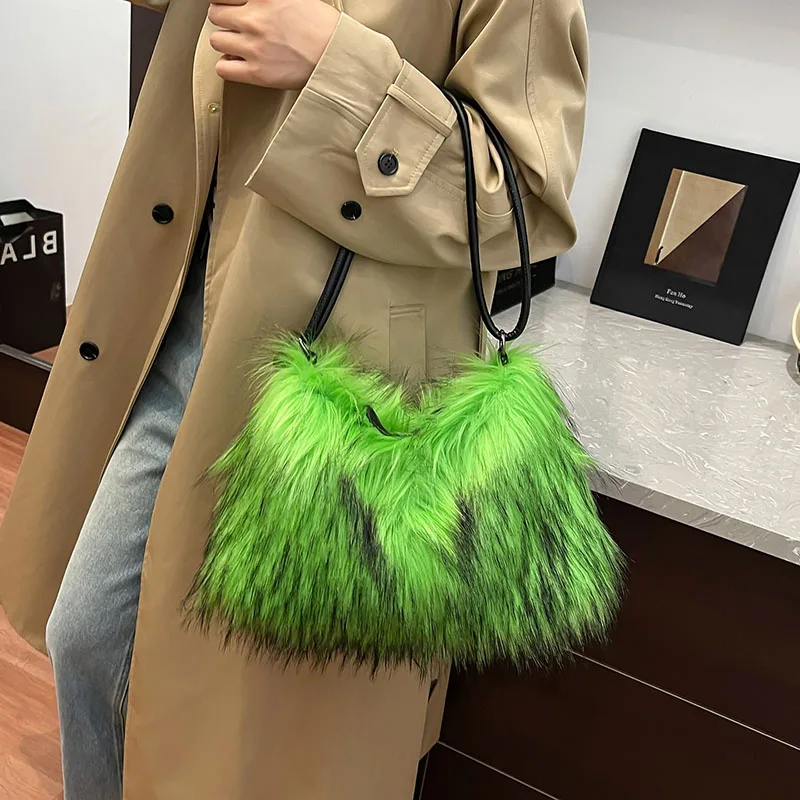 

Модные женские модные плюшевые сумки-тоут большой вместимости, сумки через плечо, пригородные сумки с металлической цепочкой для девочек