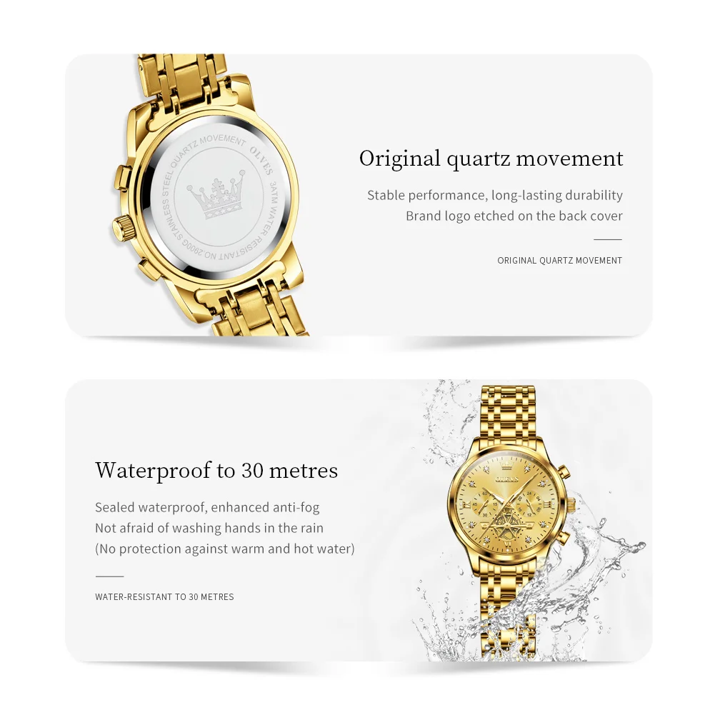 OLEVS-par de relojes de cuarzo para pareja de San Valentín, reloj de pulsera informal, 3ATM resistente al agua, para hombre y mujer, para amantes de la boda