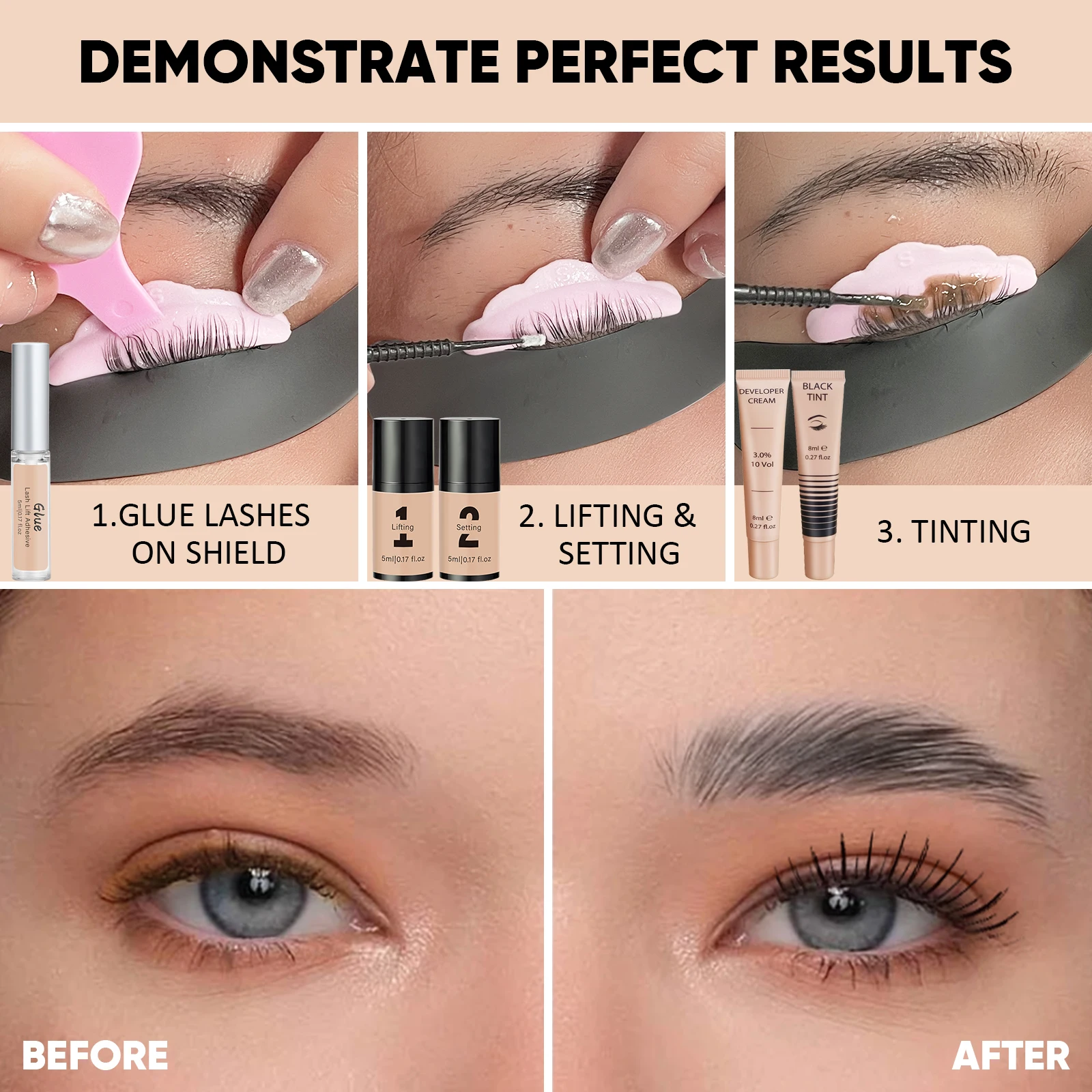 Libeauty Lash Lift And Brow Dye Tint Kit Lifting Eyelashes Brow Lamination Lash Lifting Set Eyes 5 To 8 Weeks Makeup Tools