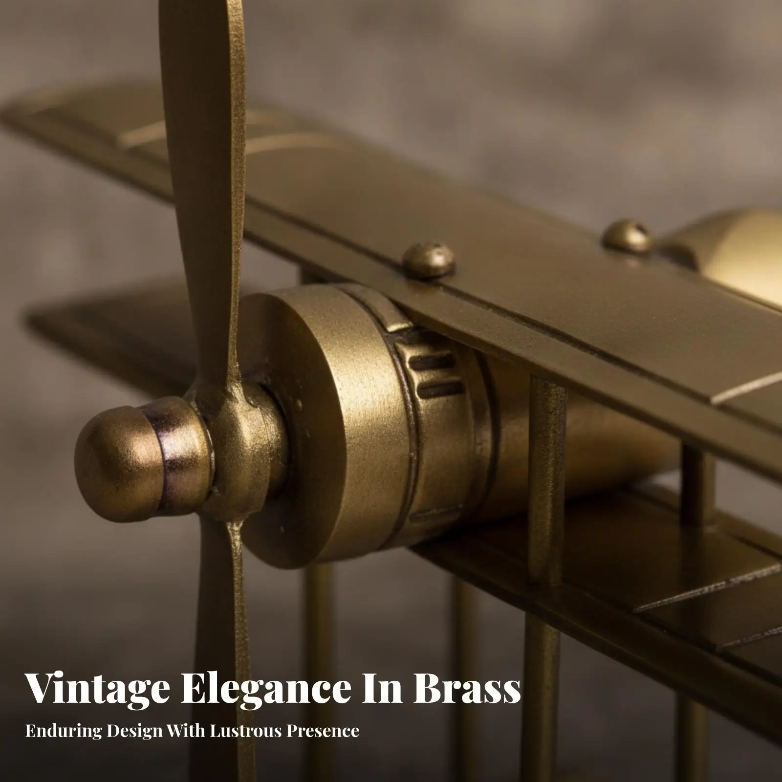 Vintage Metal Brass Airplane Decor Biplane Model Sculpture Retro Aviation Ornament Compact Copper Art for Home Office Shelf