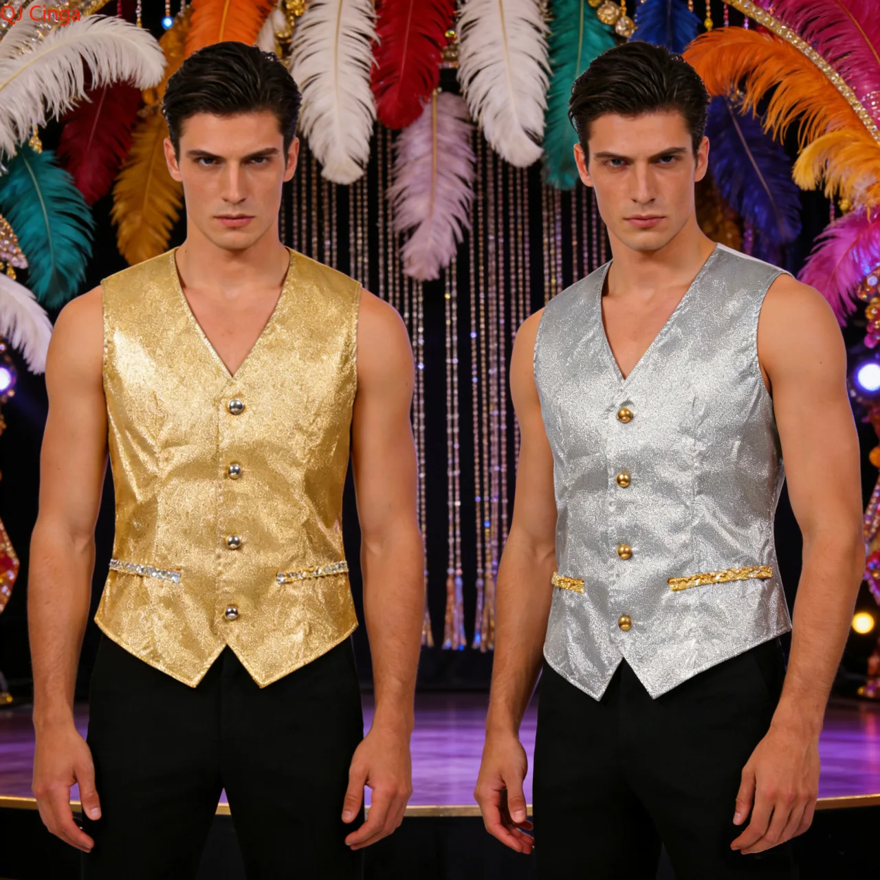 Spring Men's Sleeveless Vest Jacket, Single-Breasted V-Neck Women's Vests, Suitable for Parties/Cosplay/Stage Performances.