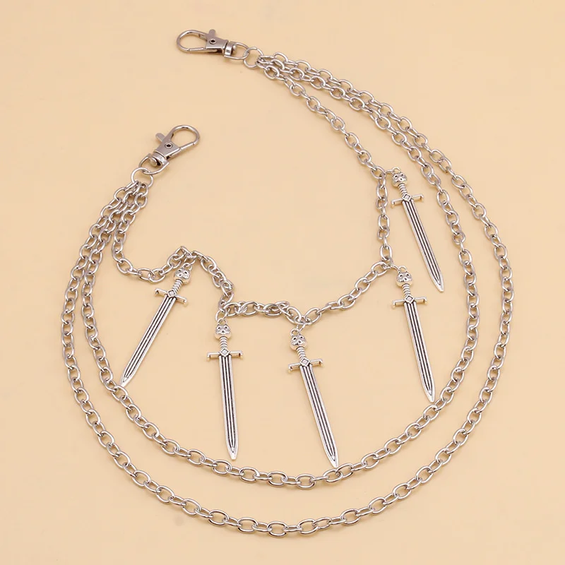 Long Sword Pendant Chain On The Jeans Pants Women Punk Keychains for Men Egirl eBoy Harajuku Grunge  Accessories