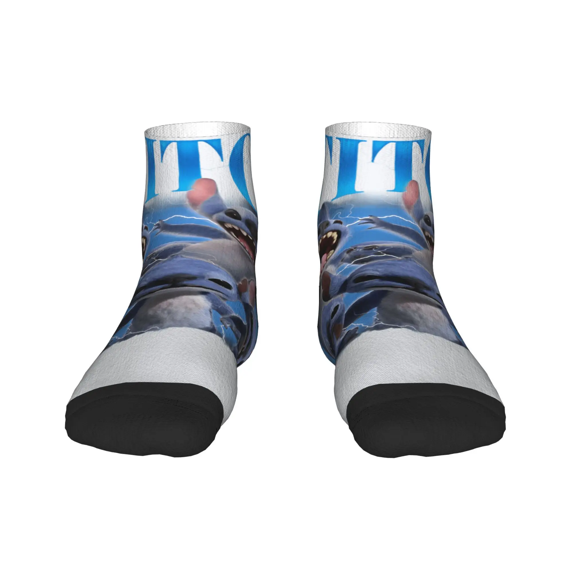 

Cartoon Stitch Poster Ankle Socks Korean Breathable Casual Socks Autumn Running Design Anti Slip Sock For Men Gift