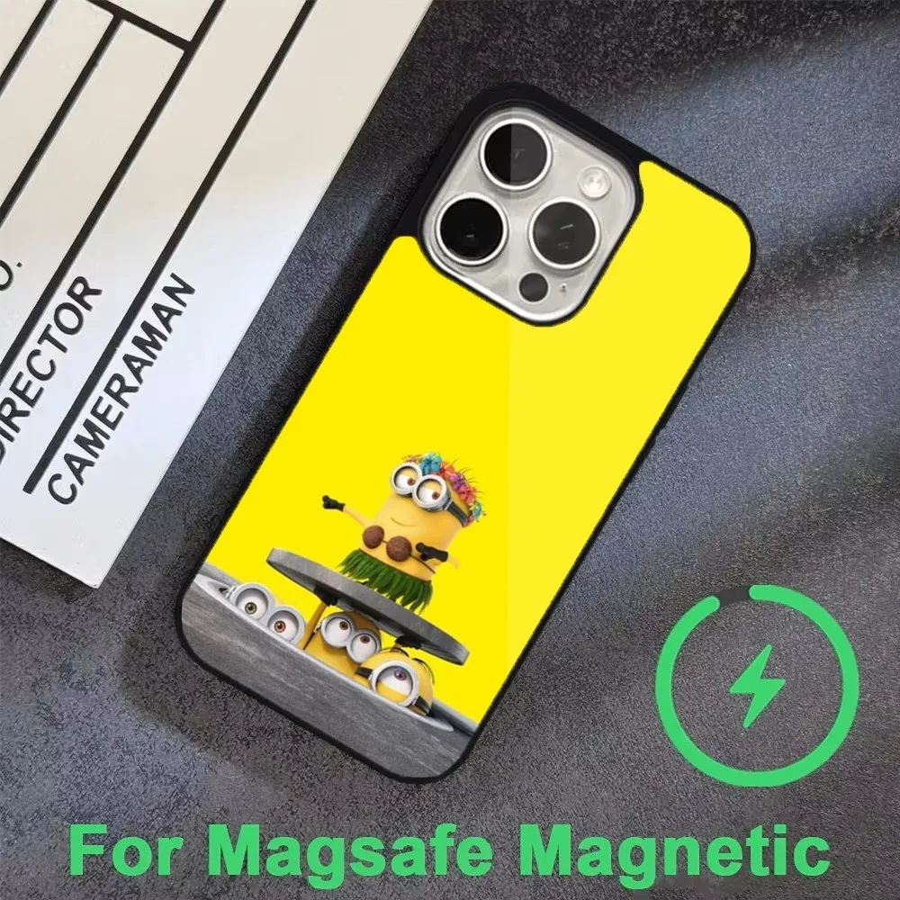 Etui na telefon C-Cartoon Cute M-Minions-s do iPhone'a 16,15,14,13,12,11, Pro, Max, Plus, Mini, Magsafe, magnetyczne etui z bezprzewodowym ładowaniem