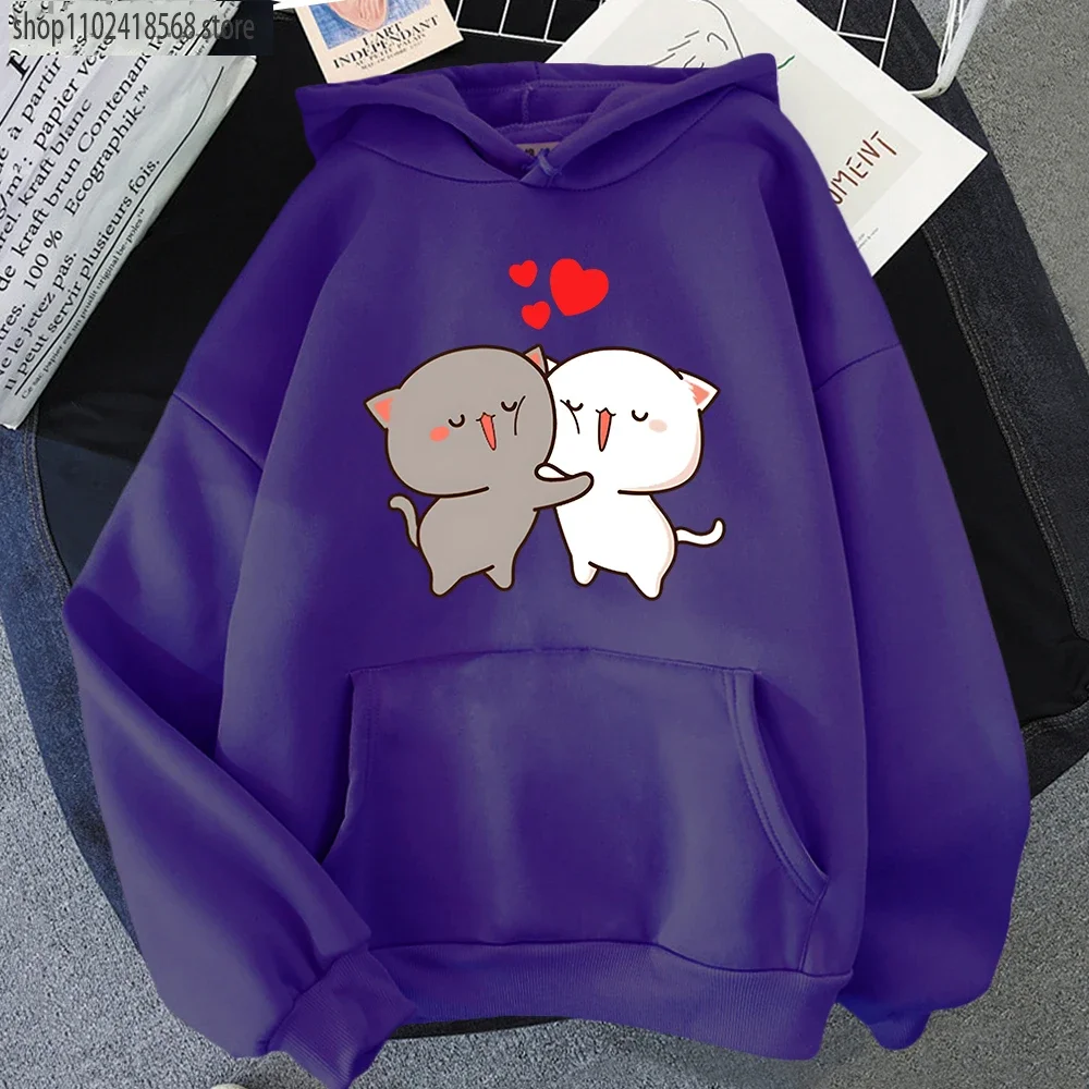 Peach And Goma Mochi Cat Hoodies Cute Graphic Print Sweatshirt Women/Men Harajuku sudaderas Long Sleeve Pullovers Cartoon Tops