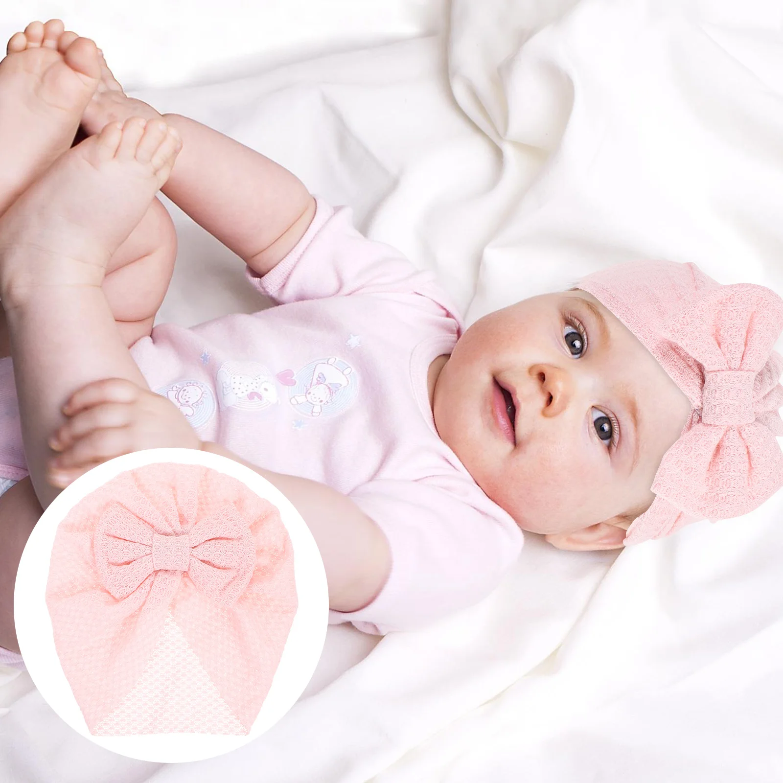 

Children Turban Hat Baby Hats Newborn Infant Girls Polyester Scarf Bow Hair Accessories Durable Elastic Hospital Birthday Party