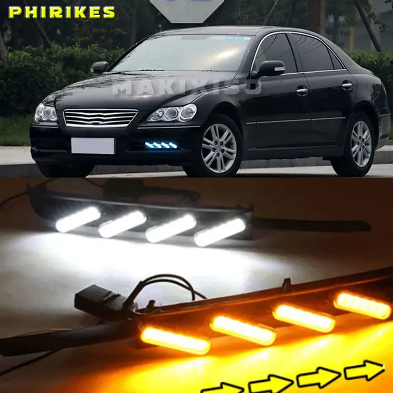 

Car LED DRL Daytime Running Light Yellow Turn Signal 12V Fog Lamp Decoration Bumper Light For Toyota MARK X REIZ 2004-2009