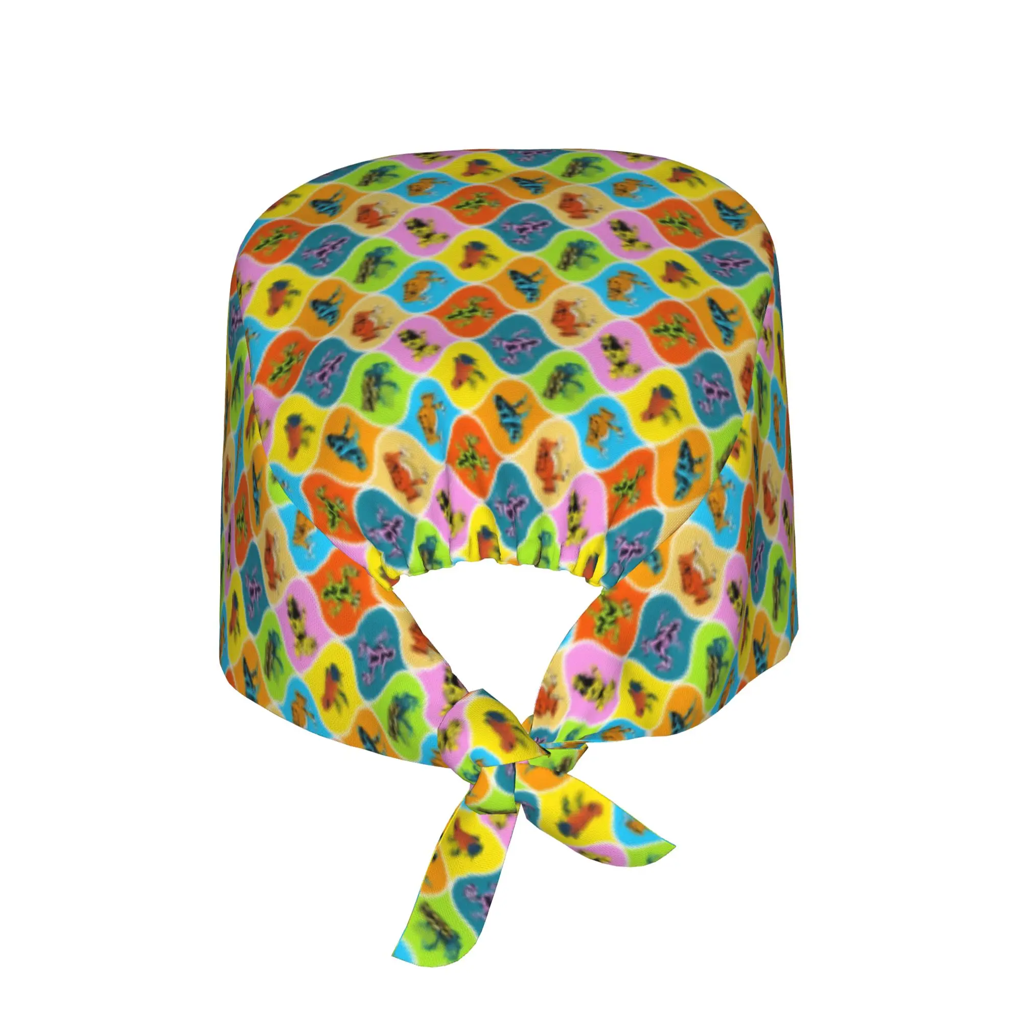 Dart Frog on Bright Tiles  Medical Staff Scrubs Hat Unisex Cute Animal Lover  For Chef Hat Scrub Caps