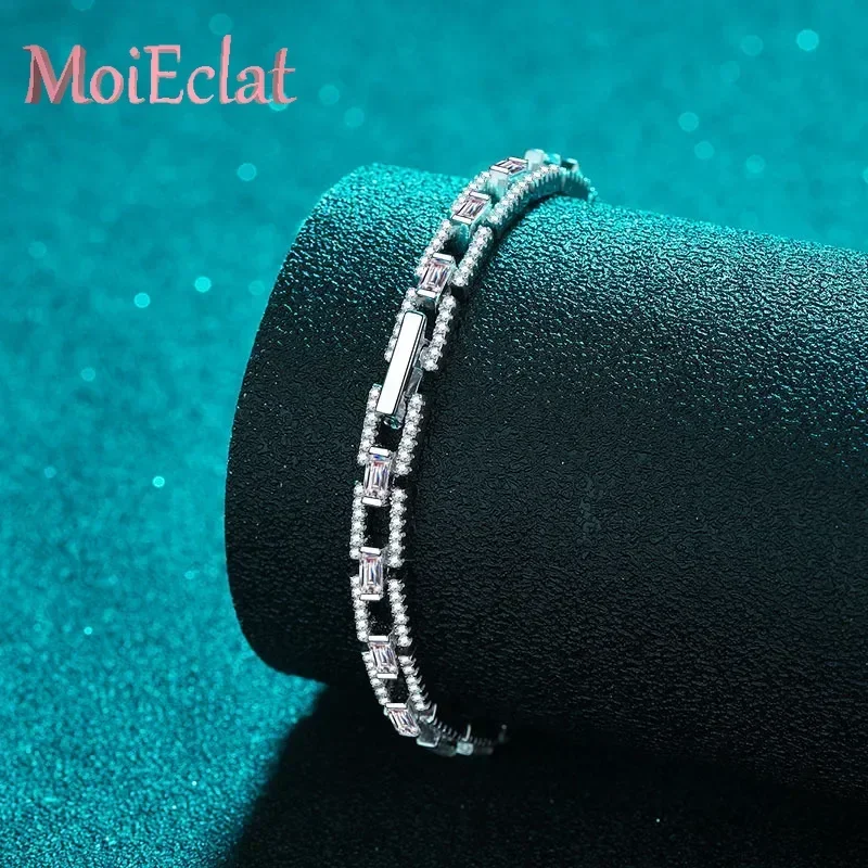 Luxury 3/3.2/3.5ct Full of Moissanite Bracelet, Platinum PT950 Loop By Loop Brilliant  Bracelet Exquisite Female Wedding Jewelry