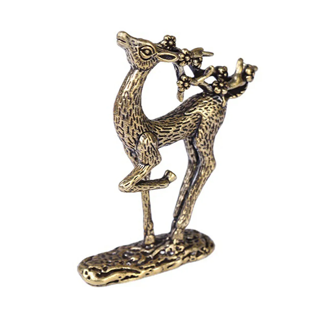 

Pure Copper Sika Deer Statue Decor Desktop nament High Quality Copper Craft Exquisite Animal Model Home Decor
