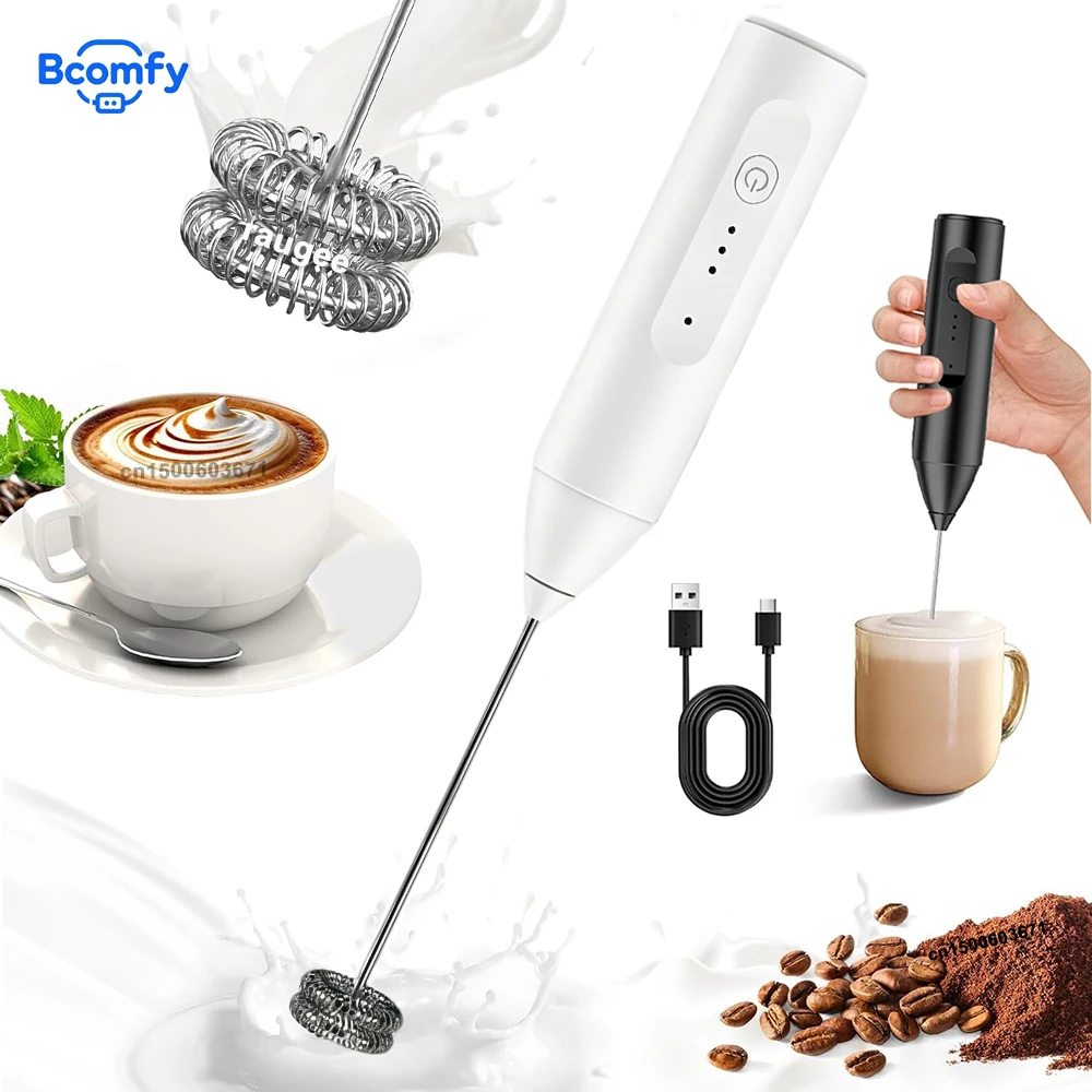 Milk Frother Handheld Electric Milk Foamer Egg Beater Rechargeable Mini Coffee Whisk Mixer Wireless Milk Foam Maker for Coffee
