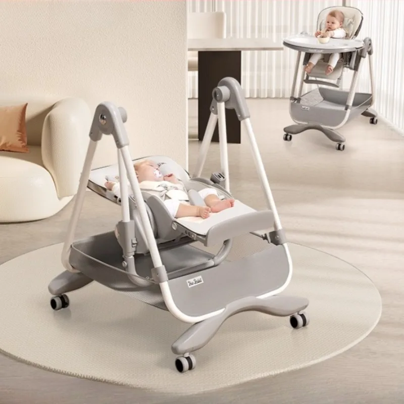2-in-1 Baby High Chair Rocking Chair, Dining Table Chair, Multi-functional Folding Kids Chairs Can Sit or Lie Down Baby Chairs