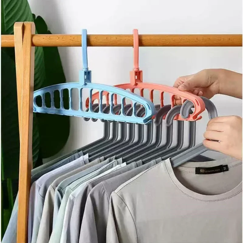 11 Hole Magic Clothes Hanger 360° Rotating Closet Hooks Adjustable Clothes Drying Rack Space Saving Storage Rack Home Organizer