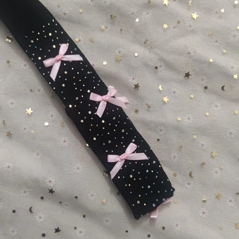 Colorful Children Rhinestone Fishnet Tights Breathable Bow Accents Sparkling Stockings Nylon Net Texture Girls Mesh Pantyhose JK