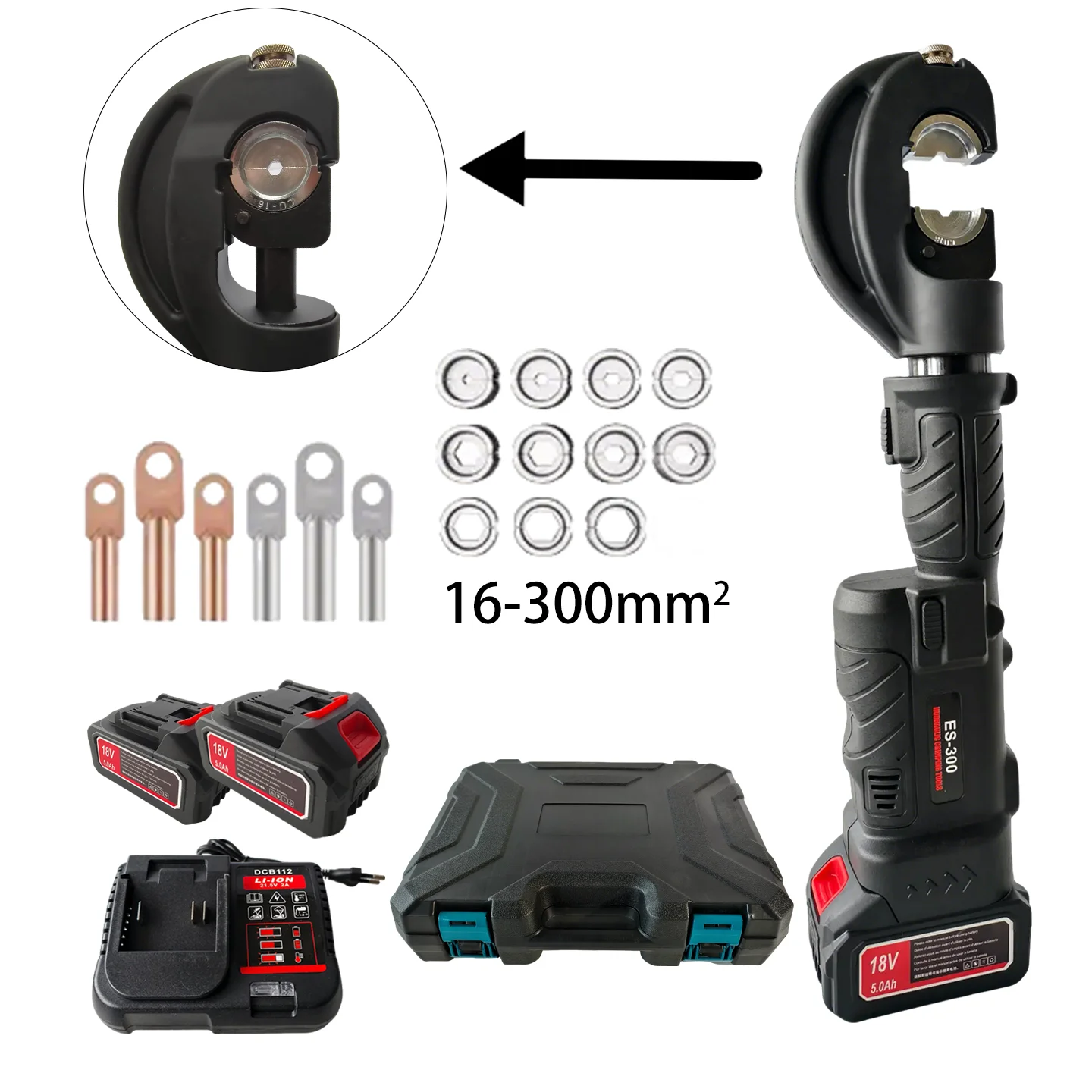 ES300-C300 Hydraulic Tools Rotatable Straight Handle Lithium-Ion Crimping Plier Rotatable Head Crimping Tool