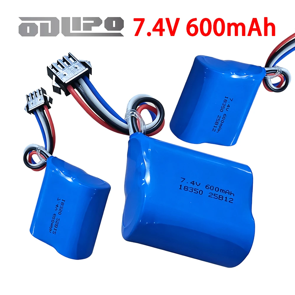 7.4V SM-4P Plug RC Boats Battery 18350 600mAh 7.4V 2S Li-ion Battery For R/C UDI001 UDI011 High-speed RC Boats Battery