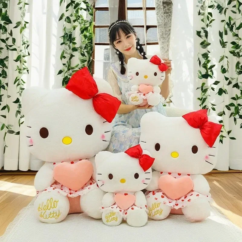 

Новый Sanrio мультфильм аниме прозрачное платье Hello Kitty плюшевая кукла большая милая украшение комнаты плюшевая игрушка подушка для сна Kawaii мягкая игрушка