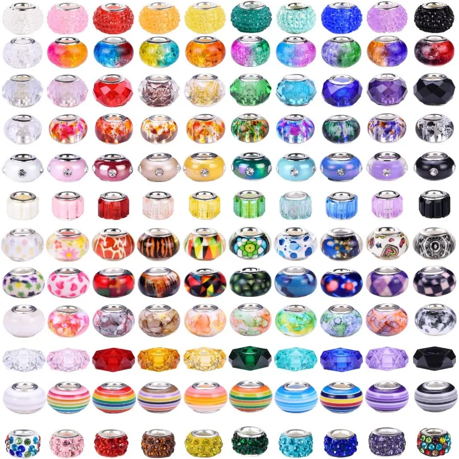 

240 шт., разные европейские ремесленные бусины с большим отверстием, бусины-разделители лэмпворк, разноцветные европейские бусины для DIY, ожерелья, браслета, еврея