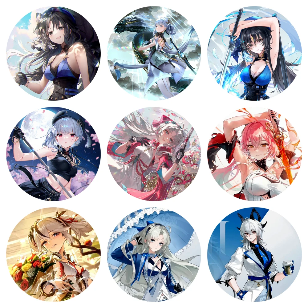 Jogo wuthering ondas flandres emblemas carlotta montelli brant cosplay broches figura dos desenhos animados esmalte pinos mochila ornamentos