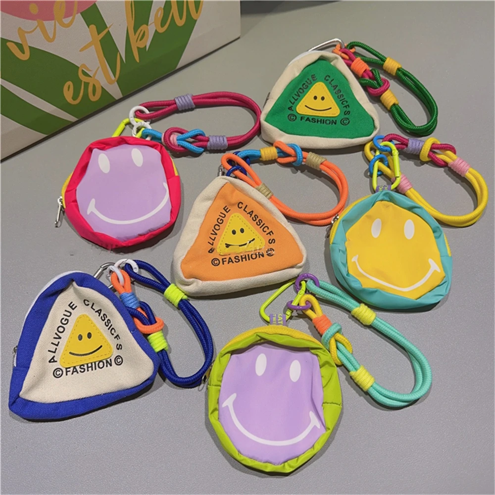 Korean Cute Cartoon Funny Triangle Coin Purse Phone Short Lanyard Strap Phone Bracelet Anti-Lost Lanyard Jewelry Girl Woman