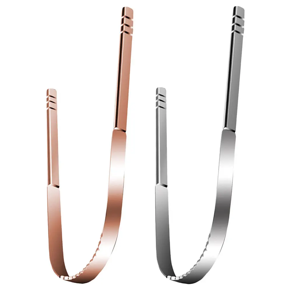 

2Pcs Metal Tongue Scraper U-Shaped Design for Effective Tongue Cleaning Portable Oral Care Tool Breath Freshening Household